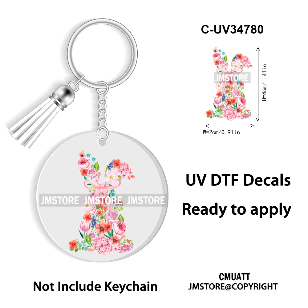 The Lord Is My Shepherd Christian Religious Easter Bible Verse Faith UV DTF Stickers For Round Circle Acrylic Keychain Keyring