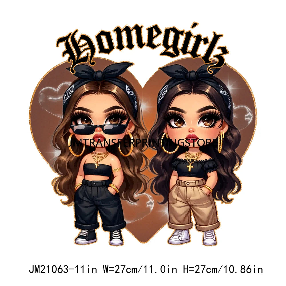 Chicana Religiosa Rose Gold Chola Chingona Bendecida Designs In My Coquette Era Homegirls DTF Transfer Stickers For Hoodies Bags