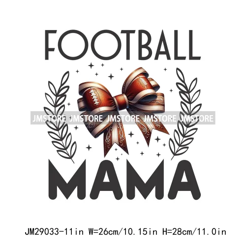 Hot Mess Coquette Football Mama Bow Touchdown Season Sport Vibes Iron On DTF Transfer Stickers Ready To Press For Sweatshirt