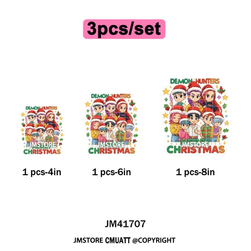 Holly Stars Gifts Happy Kpop Christmas Vibes Winter Holiday Iron on DTF Washable Transfers Stickers Ready to Press for Hoodies