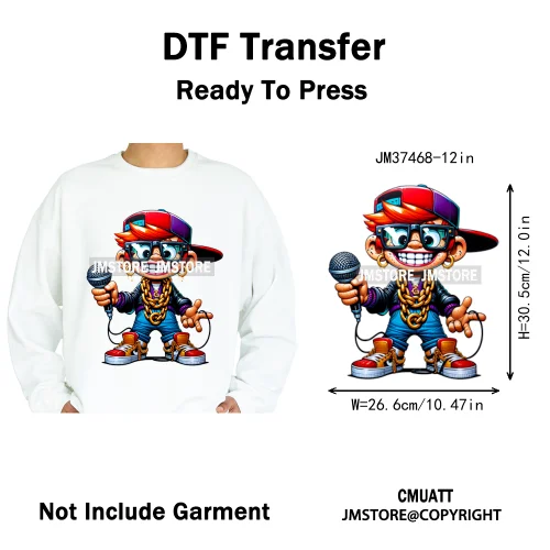 12in Colorful Rap Music Rock Vibes Mud Master Truck Space Trip Graffiti Iron on DTF Transfer Stickers Ready to Press for T-shirt