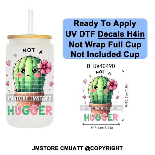 Funny Animal Quotes Sarcastic Dogs UV DTF Transfer Stickers Decals Ready To Apply Waterproof For 16OZ Libbey Glass Can Tumbler