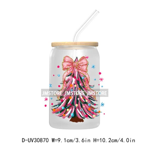 Christmas Pencil Tree Gift For Teacher UV DTF Transfer Stickers Decals For Libbey Cold Cups Mugs Tumbler Waterproof Coquette Bow