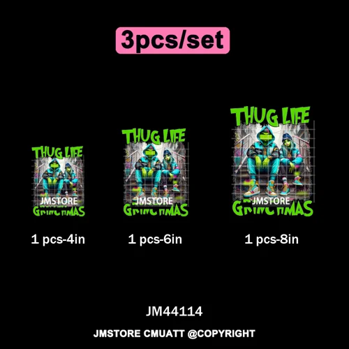 Thug Life Cartoon Movie Xmas Friends Christmas Thief Iron on Washable DTF Transfers Stickers Ready to Press for T-shirts Bags