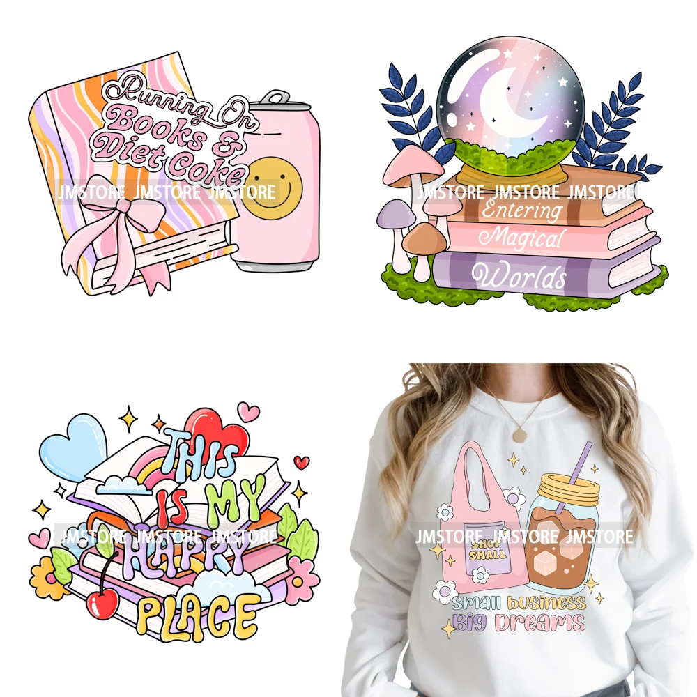 Funny Book Lover Club Inspirational Sayings Reading Coffee Iron on DTF Washable Transfers Stickers Ready to Press for Clothing