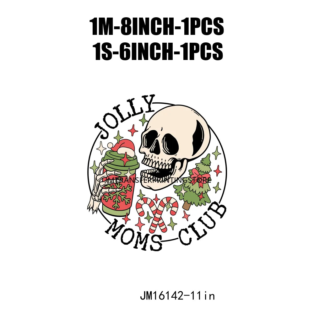 Ho Santa Jolly Moms Club Patch Christmas Calories Don't Count Logo Feelin' Festive On Petty List Transfer Sticker For Clothes