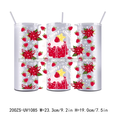 Girly Holiday Christmas Trees 20OZ Tumbler Wraps Ready To Ship UV DTF Transfer Stickers Waterproof Prints For Skinny Tumbler