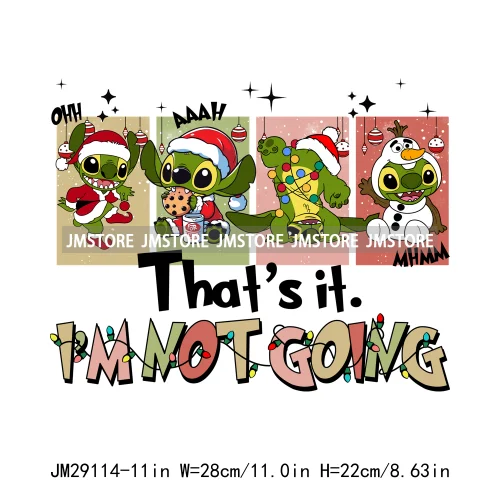 Cartoon Animal Character Merry Christmas Holiday Season Iron On DTF Transfer Stickers Logos Ready To Press For Hoodies