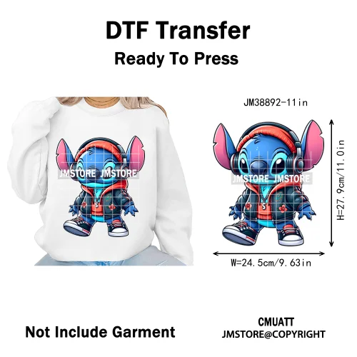 Urban Cartoon Character Streetwear Thermal Printing Iron on DTF Washable Transfers Stickers Ready to Press for Clothing Bags