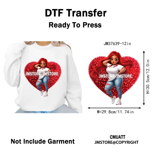 12in Glossy Dripping Lips Streetwear Graffiti Trap Girls Iron on DTF Thermal Transfer Stickers Ready to Press for Woman Clothing