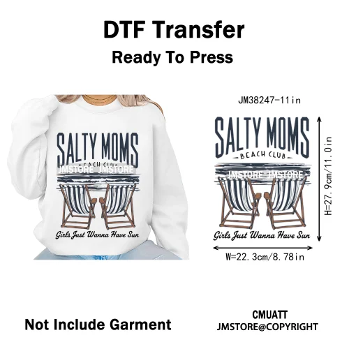 Seashell Sweet Summer Salty Soul Preppy Coastal Coquette Floral Vibes Iron on DTF Transfers Stickers Ready to Press for T-shirts