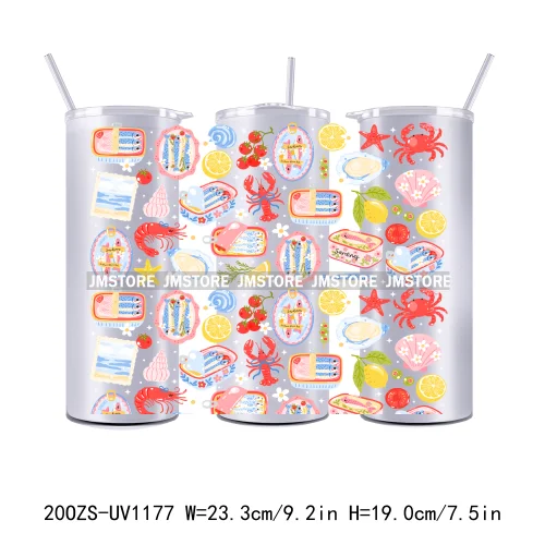 Floral Fruit Bookish Affirmation 20OZ Tumbler Wraps Ready To Ship UV DTF Transfer Stickers Waterproof Prints For Skinny Tumbler