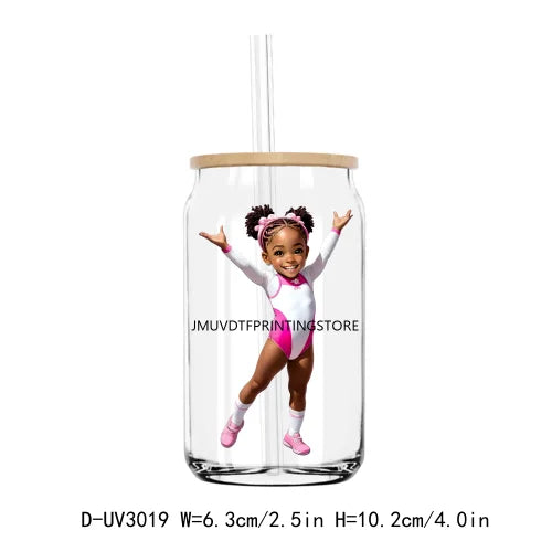 Cheer Leader Afro Black Girls UV DTF Transfers Stickers Decals For Libbey Cold Cups Mugs Tumbler Waterproof DIY Craft