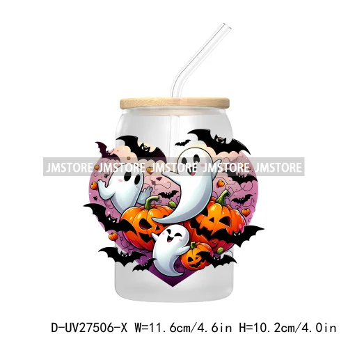 Cute Ghost Stay Spooky Halloween Pumpkin UV DTF Transfer Stickers Decals For Libbey Cold Cups Mugs Tumbler Waterproof Craft Boo