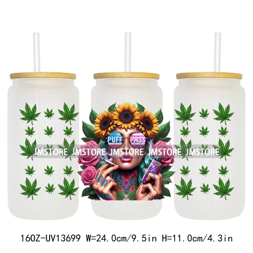 420 Smoker Afro Black Girl UV DTF Stickers Ready to Transfer Cup Wrap Custom Labels DIY Craft For Libbey Can Glass Tumblers Mugs