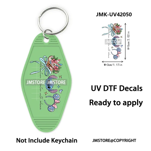 Coquette Bow Magical Mouse Cartoon UV DTF Motel Keychain Decal Ready To Ship Durable Transfer Stickers Prints For Hotel Keychain