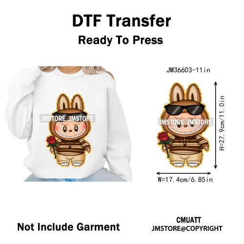 New Coquette Cartoon Monster Friends Costume Girly Kids Love Iron On DTF Transfer Stickers Designs Ready To Press for Clothing