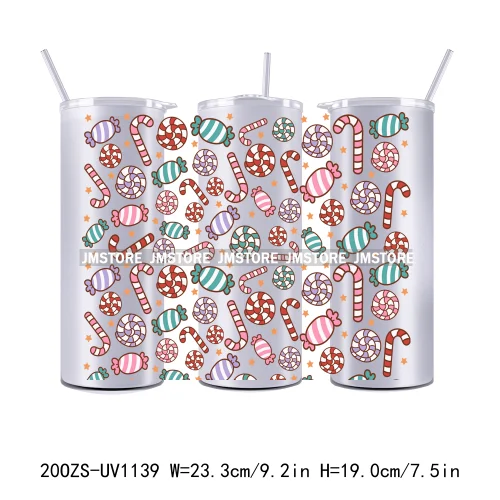 Christmas Gingerbread Reindeer 20OZ Tumbler Wraps Ready To Ship UV DTF Transfer Stickers Waterproof Prints For Skinny Tumbler