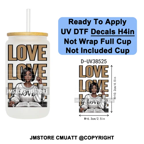 Black Girl Praying Faith Religious Women UV DTF Transfer Stickers Decals Ready To Apply Waterproof For 16OZ Libbey Glass Can Cup