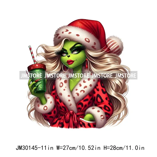 Colorful Retro Green Bougie Mama Coffee Lover Leopard Christmas Girls Iron On DTF Transfers Stickers Ready To Press For Clothes