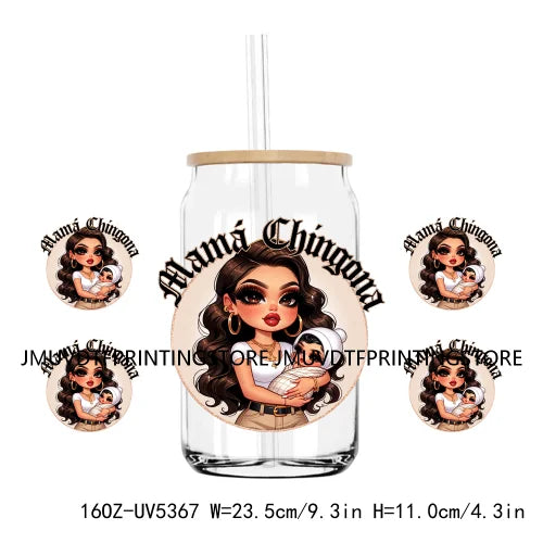 Mother's Day Daughter Son Latina Mexican Mama 16OZ UV DTF Cup Wrap Transfer Sticker Custom Waterproof Logo For Libbey Glass Can