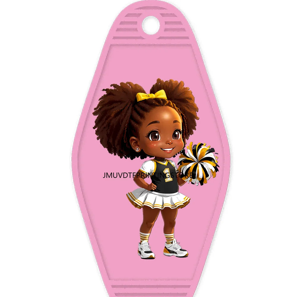 Sport Football Player High Quality WaterProof UV DTF Sticker For Motel Hotel Keychain Black Afro Girls