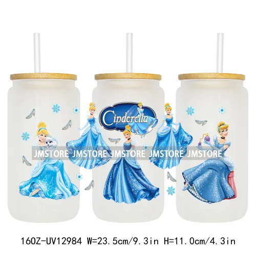 Best Friends Princess Movie Themed 16OZ UV DTF Cup Wraps Ready To Apply Waterproof Transfer Sticker For Libbey Glass Can Tumbler