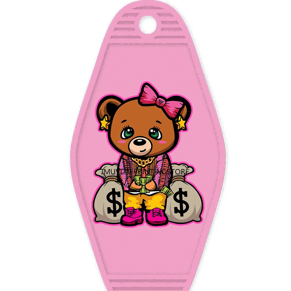 Heartless Teddy Bear High Quality WaterProof UV DTF Sticker For Motel Hotel Keychain Hustle Hard Money Bears