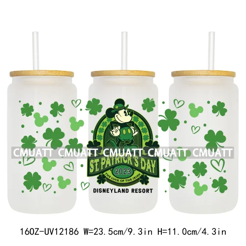 Cartoon St Patricks' Day Lucky Shamrock Animals 16OZ UV DTF Cup Wrap Sticker Custom Label Waterproof Logo For Libbey Glass Can