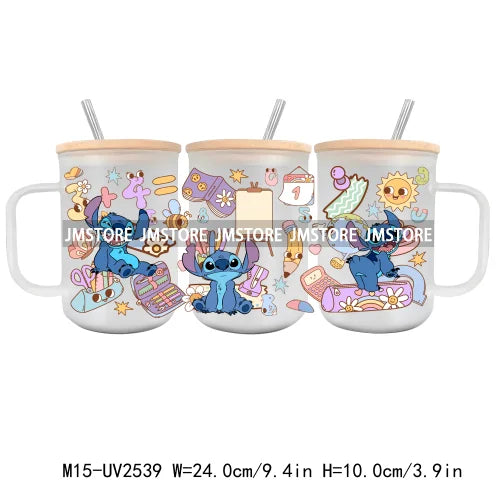 Cartoon Baby Little Princess UV DTF Glass Can Wrap For 15OZ Mug Glass Cup Transfer Stickers DIY Custom Logo Labels Magic Kingdom