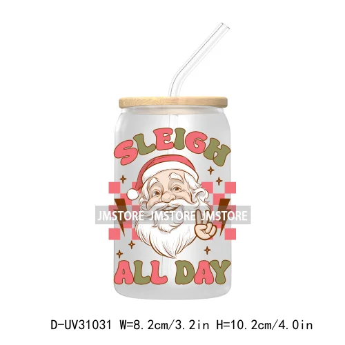 Retro Western Christmas Cowgirl Howdy Santa UV Sticker Decals For Libbey Cold Cups Mugs Tumbler Transfer Stickers Xmas Season