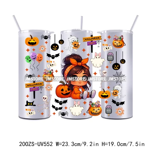 Latina Baby Halloween Pumpkin 20OZ Straight Skinny Tumbler Wrap UV DTF Cup Wraps Custom Labels Transfer Sticker Waterproof Logo