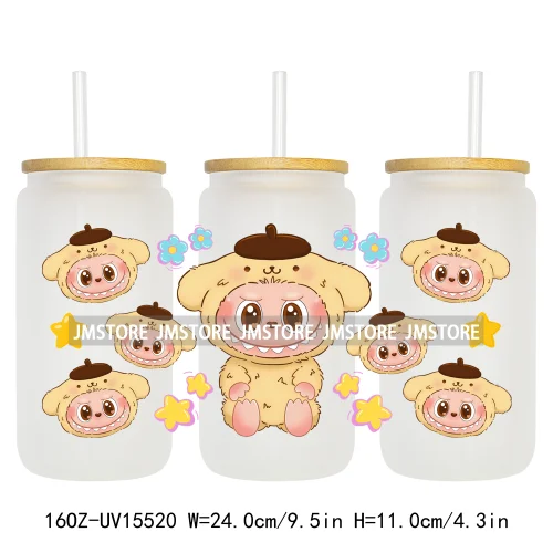 Coquette Bow Kids Cartoon Doll Characters UV DTF Cup Wraps Ready To Apply Waterproof Transfer Stickers For 16OZ Libbey Glass Can