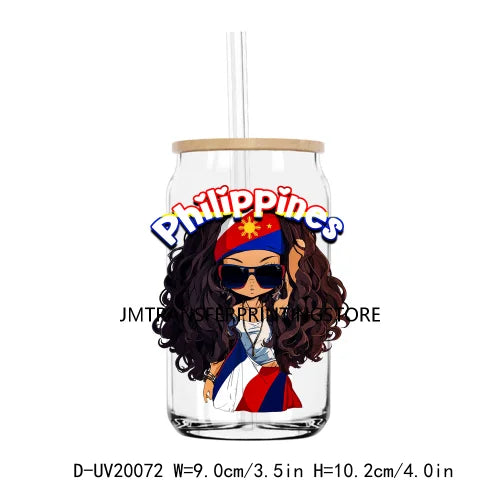 Hispanic Latin Urban Country Flag Girls UV DTF Transfers Stickers Decals For Libbey Cold Cups Mugs Tumbler Waterproof DIY Logo