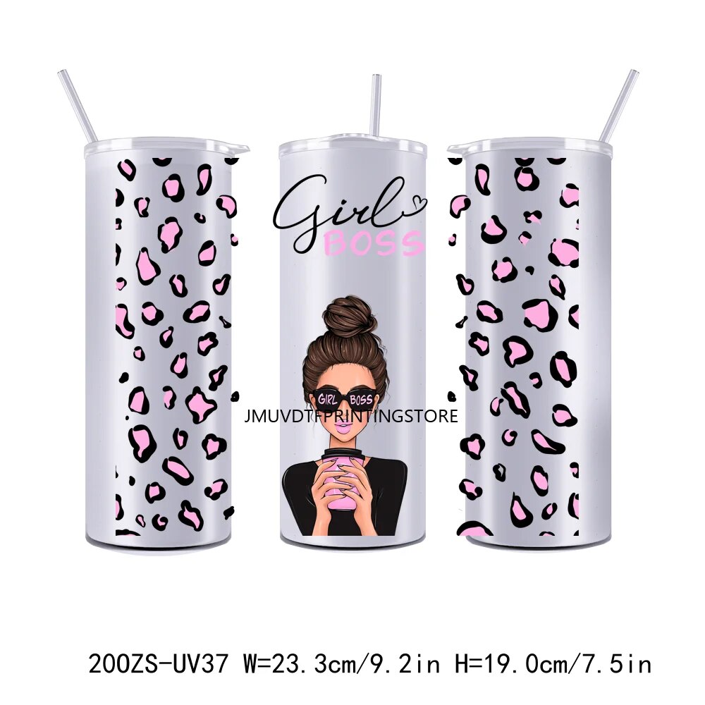 Fashion Girl 20OZ UV DTF Tumbler Straight Wrap Transfers Stickers Custom Labels DIY Durable Waterproof Logo