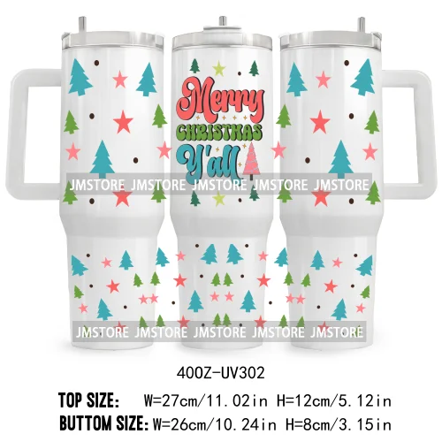 Hot Cocoa And Christmas Movies UV DTF Tumbler Wrap Transfer Stickers Custom Labels 40OZ Wraps Waterproof Christmas Gingerbread