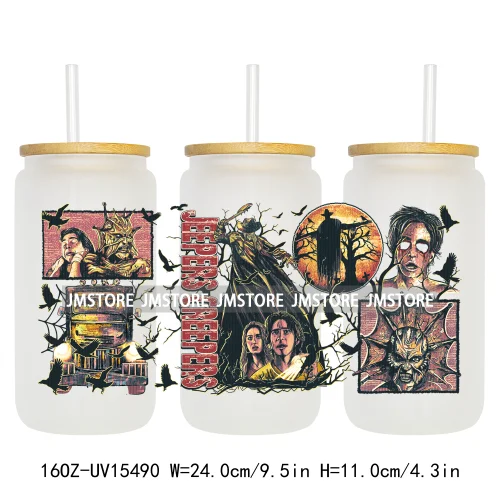 Horror Halloween Killer Friends UV DTF Wraps Transfer Sticker Waterproof Custom High Quality For 16OZ Libbey Glass Can Tumbler