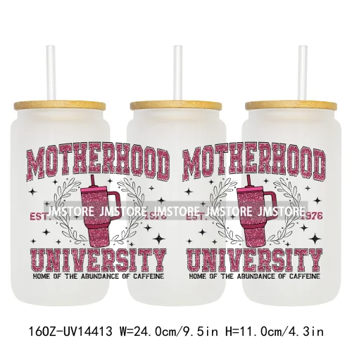 Floral Best Mom Ever Mama Life UV DTF Wraps Transfer Sticker Selfadhesive Waterproof For 16OZ Libbey Glass Can Tumbler