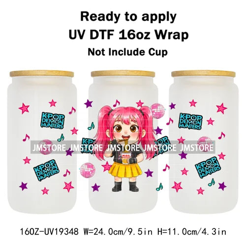 Demon Hunters Kpop Cup Noodle UV DTF Cup Wrap Ready To Apply Transfer Stickers Durable 16OZ Tumbler Wraps For Libbey Glass Can