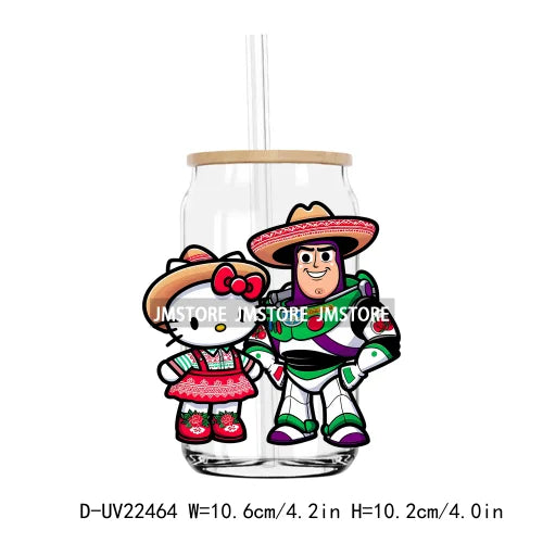 Cartoon Chicano Couple Mexican Culture UV DTF Transfers Stickers Decals For Libbey Cold Cups Mugs Tumbler Waterproof DIY Craft