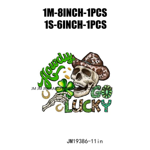 Cheers Lucky Beer Crush Shamrocks Dog Mom Dental Squad Howdy Lucky Irish Day St Patrick's DTF Transfer Stickers Decals For Shirt