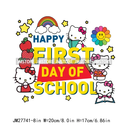 Cartton Animal Happy In My 100 Days Of School Era Books Teacher DTF Iron On Transfers Stickers Ready To Press For T-shirts Bags