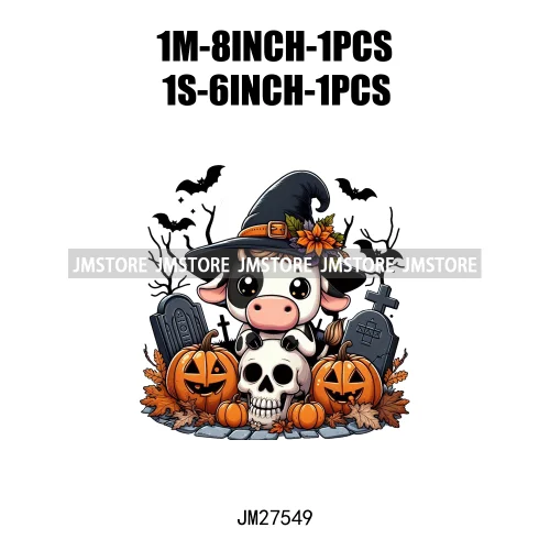 Ghost Highland Cows Western Pumpkin Skeleton Fall Dead Rip Coffin Cross Halloween DTF Iron On Transfers Stickers For Sweatshirt