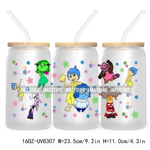 It's Okay To Feel All The Feels UV DTF Cup Wrap For 16OZ Glass Cup Can Transfer Stickers Custom Label Logo Inside Out Characters