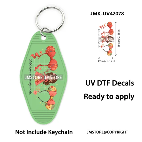 Coquette Bow Magical Mouse Cartoon UV DTF Motel Keychain Decal Ready To Ship Durable Transfer Stickers Prints For Hotel Keychain