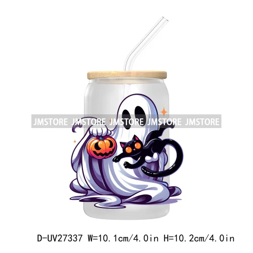 Spooky Ghost Halloween Autumn Pumpkin Season UV DTF Transfer Stickers Decals For Libbey Cold Cups Mugs Tumbler Black Cats Boo