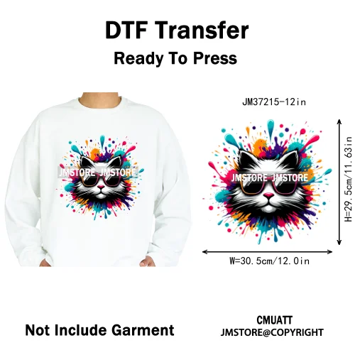 12in Street Snarl Savage Animal King Graffiti Urban Bear Bunny Cat Dog Iron on DTF Transfers Stickers Ready to Press for Clothes