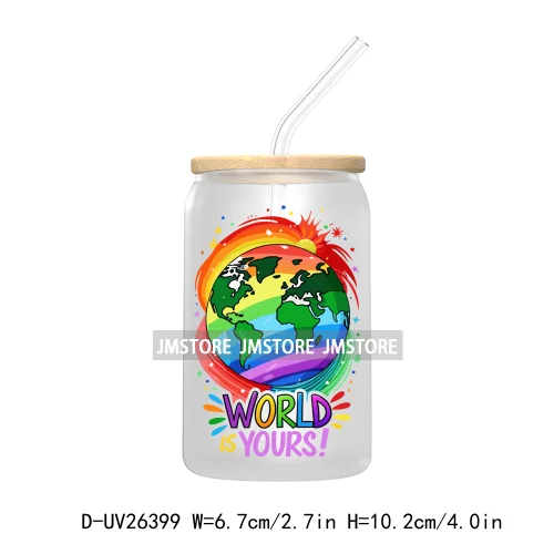 Pride Love Rainbow Heart UV DTF Transfer Stickers Decals For Libbey Cold Cups Mugs Durable Waterproof Custom Logo Label Best Gay