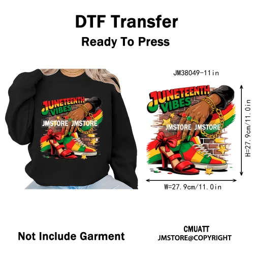God Says She Is Dope Women Juneteenth 1865 Independence Washable Iron on DTF Transfers Stickers Ready to Press for Clothes