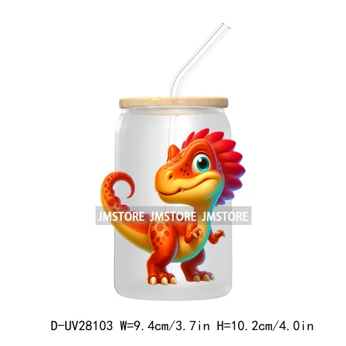 Cute Baby Dinosaur Kids Gift UV DTF Transfer Stickers Decals For Libbey Cold Cups Mugs Tumbler Waterproof Craft Cartoon Animals